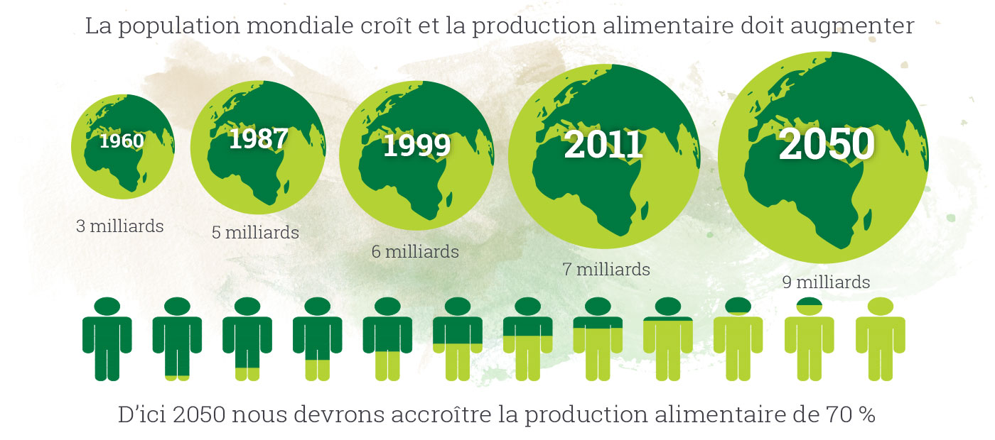 La population mondiale croît et la production alimentaire doit augmenter La population mondiale croît et la production alimentaire doit augmenter